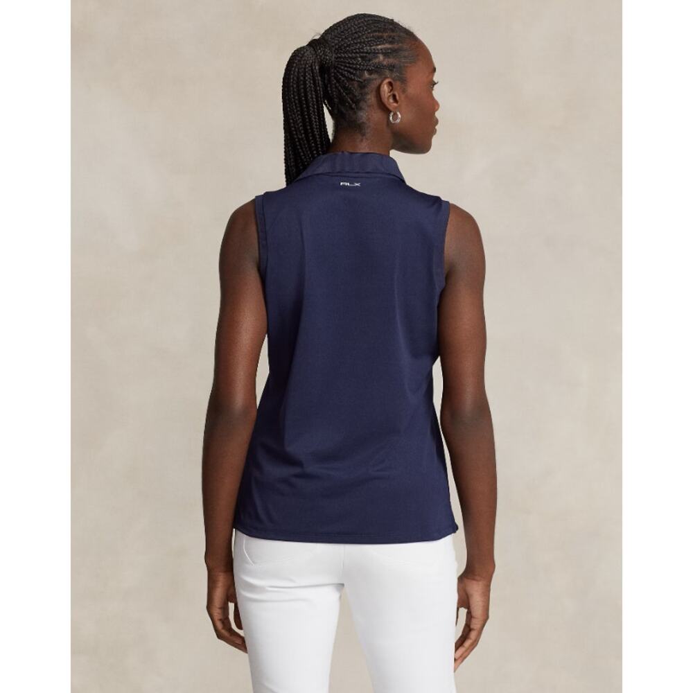 Sleeveless Polo Top in Navy - Picture 4 of 14